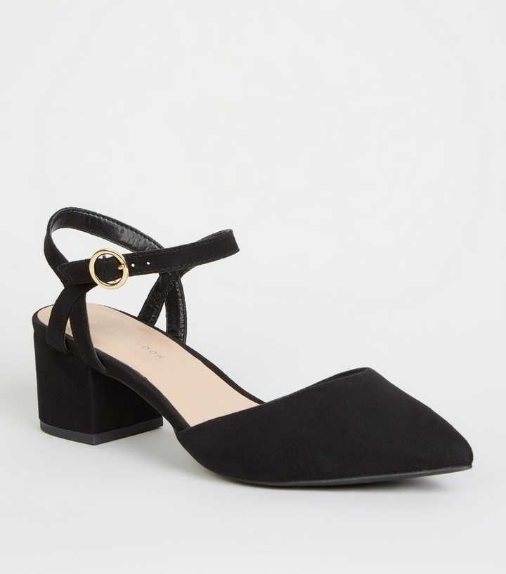 Wide Fit Black 2 Part Block Heels