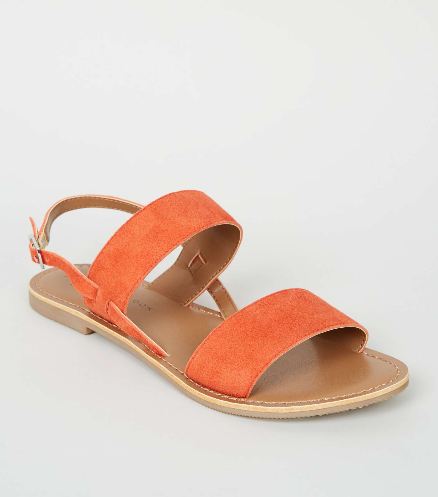 Girls Orange Suede 2 Strap Sandals