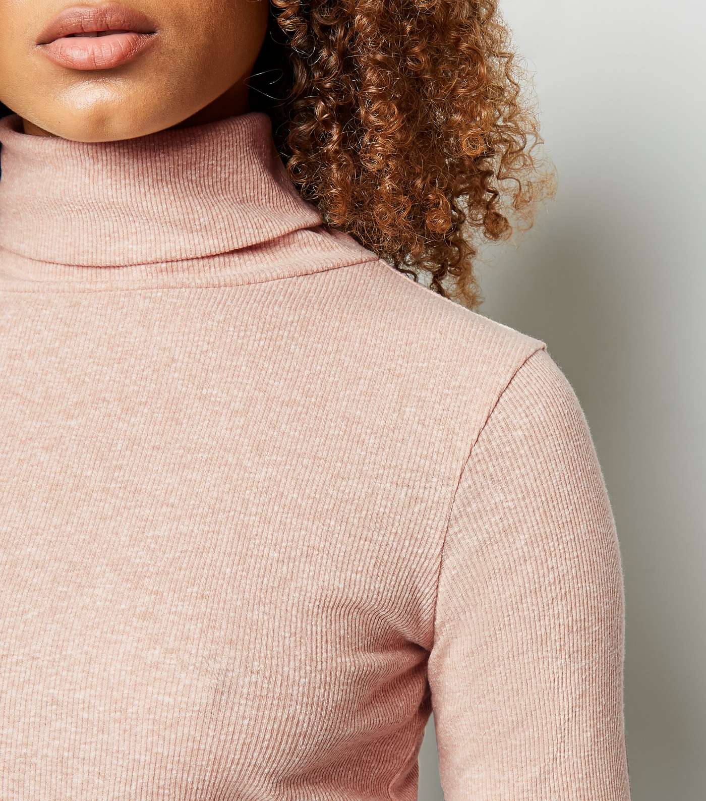 Cream Ribbed Roll Neck Long Sleeve Top Image 5