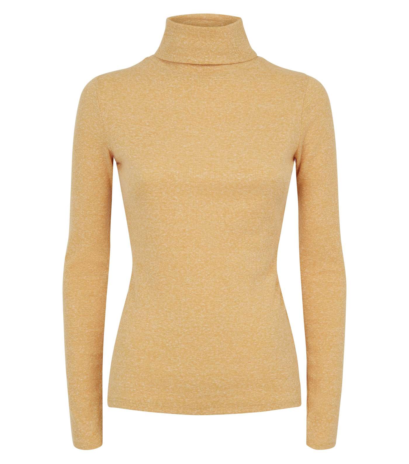 Mustard Ribbed Roll Neck Long Sleeve Top Image 4
