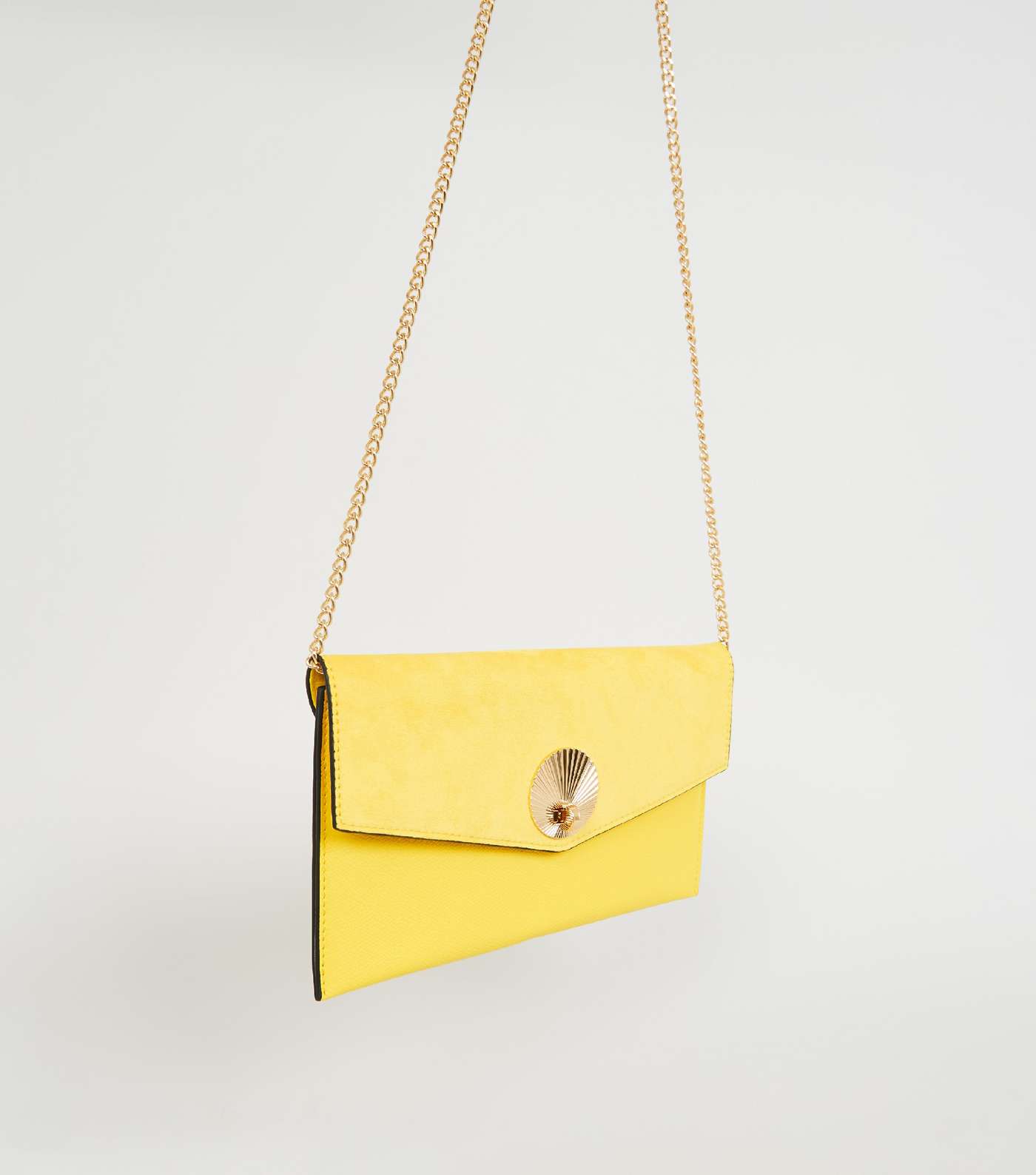Yellow Suedette Shell Disc Clutch Bag Image 3