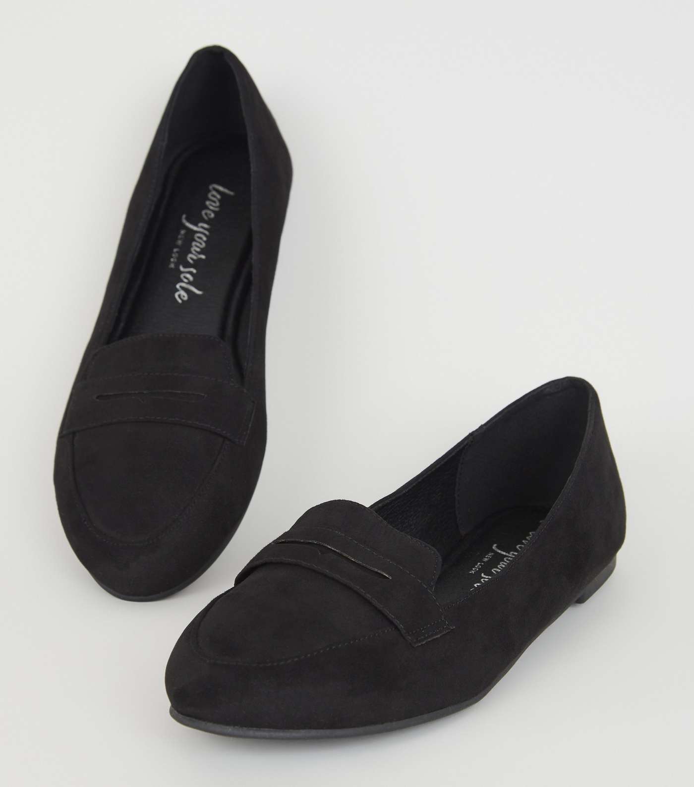 Black Suedette Penny Loafers Image 3