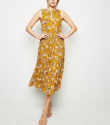 new look mustard midi dress