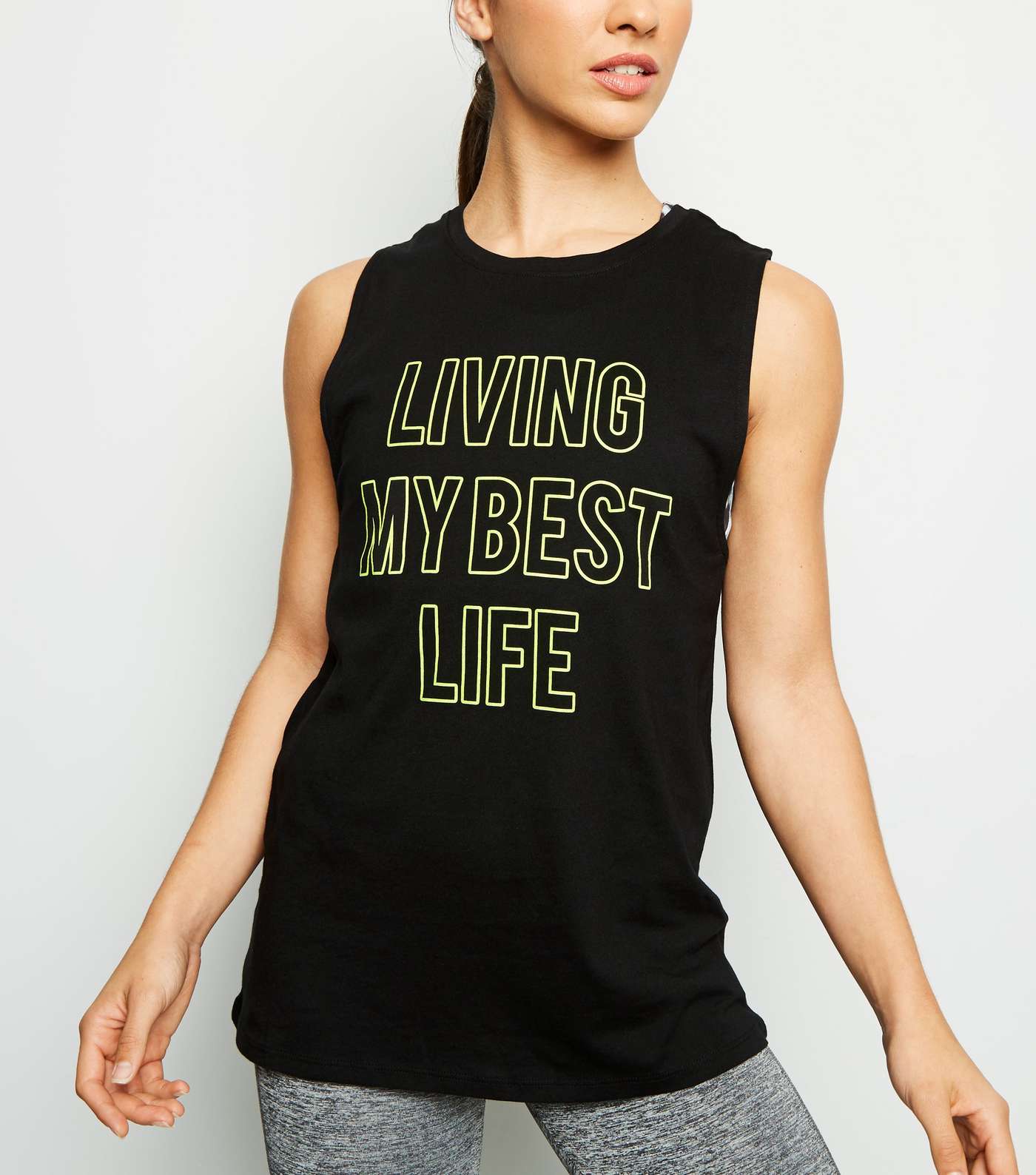 Black Best Life Neon Slogan Sports Vest 
