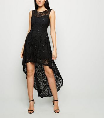 apricot black lace dress
