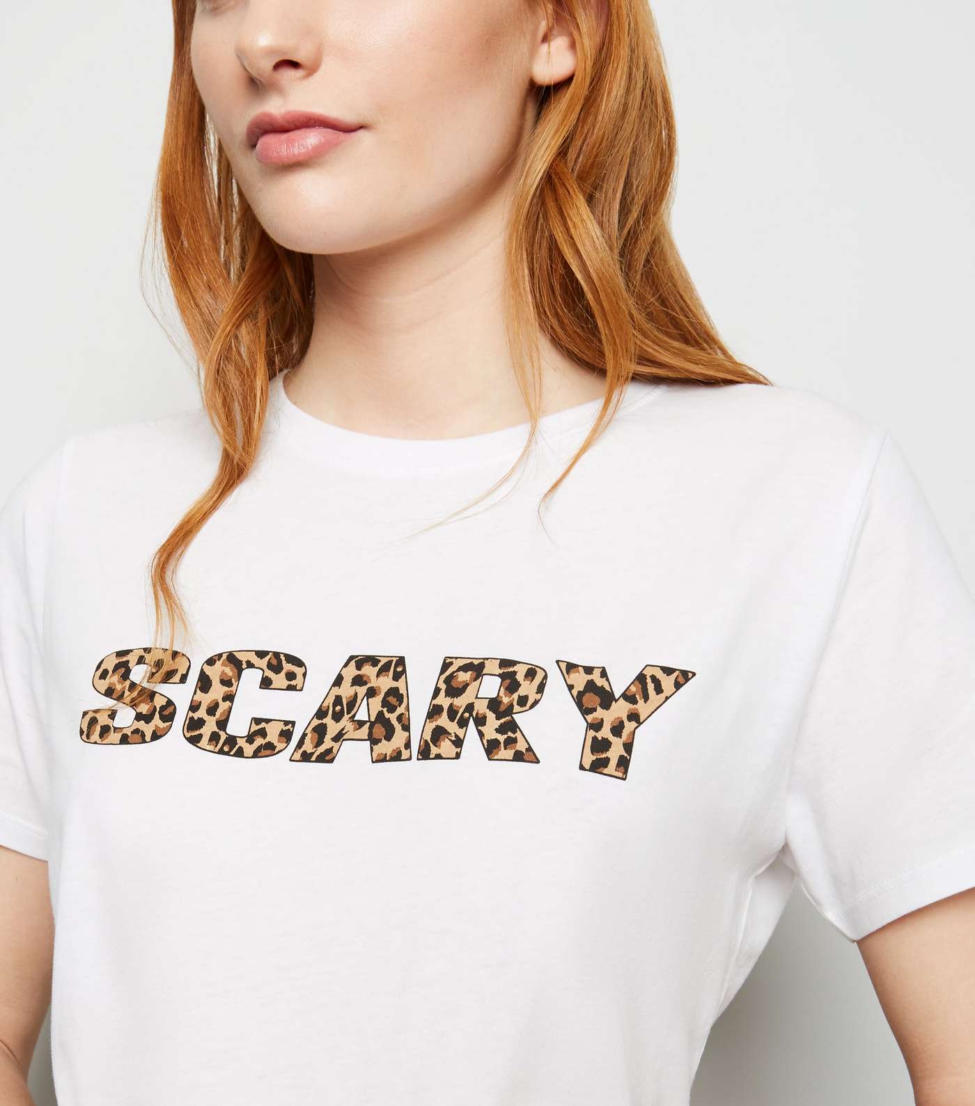 White Scary Leopard Print Slogan T-Shirt Image 3
