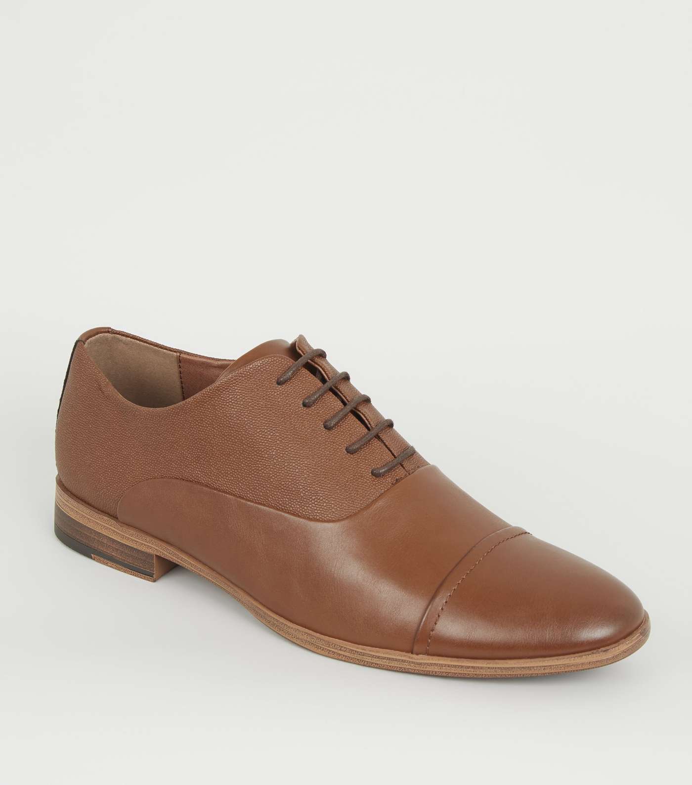 Tan Leather-Look Oxford Shoes Image 2