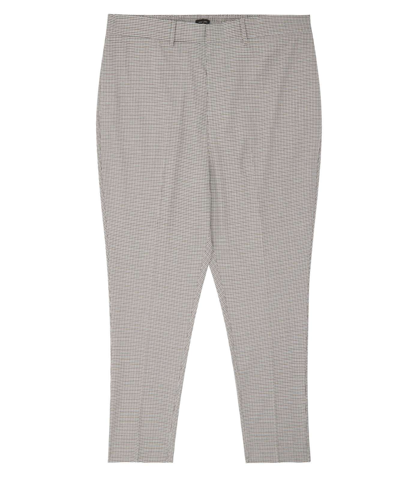 Plus Size Black Dogtooth Check Trousers Image 4