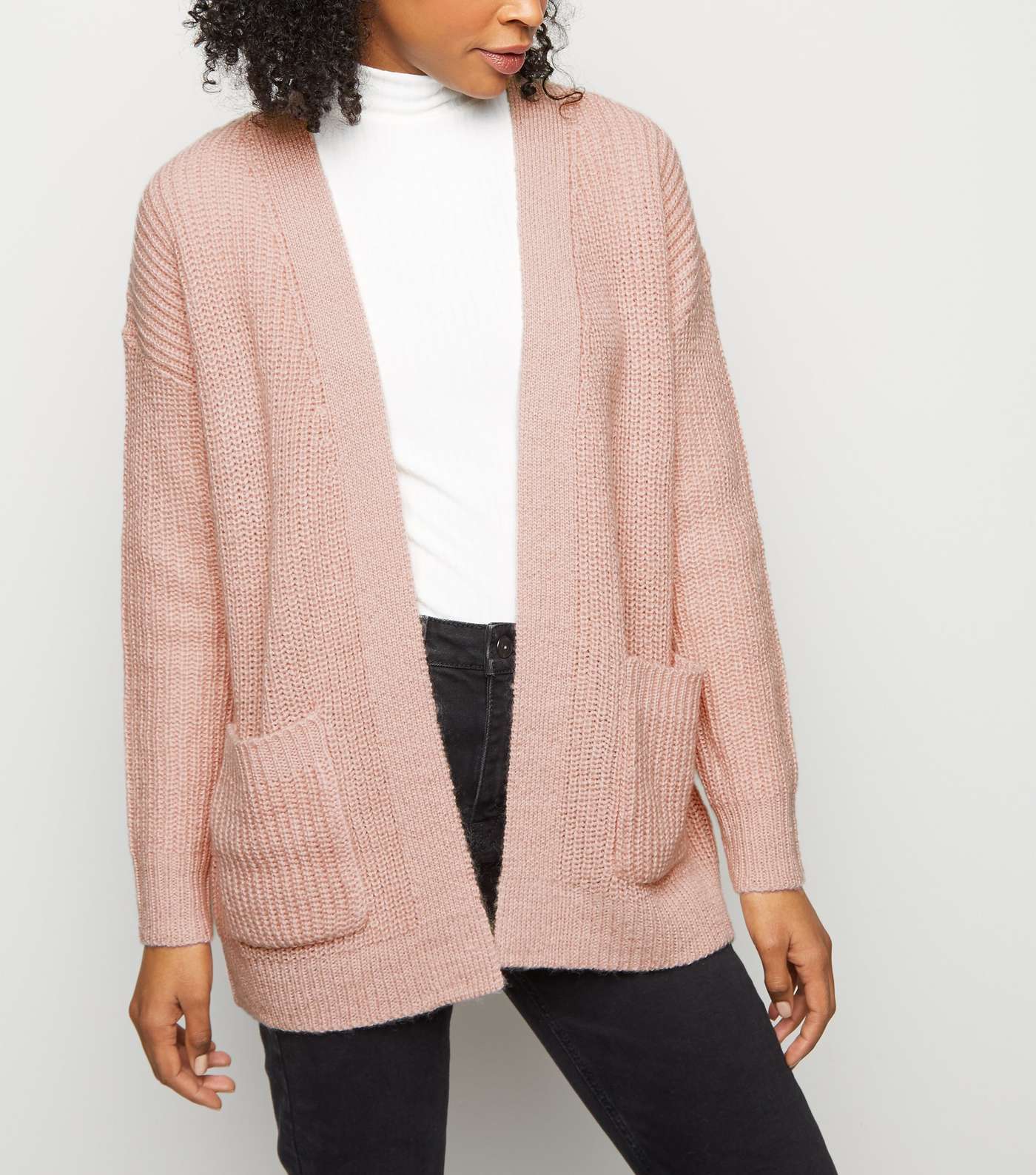 Mid Pink Oversized Knit Cardigan