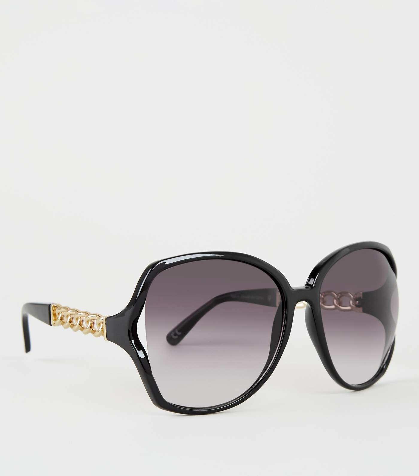Black Chain Detail Side Oversized Sunglasses Image 4