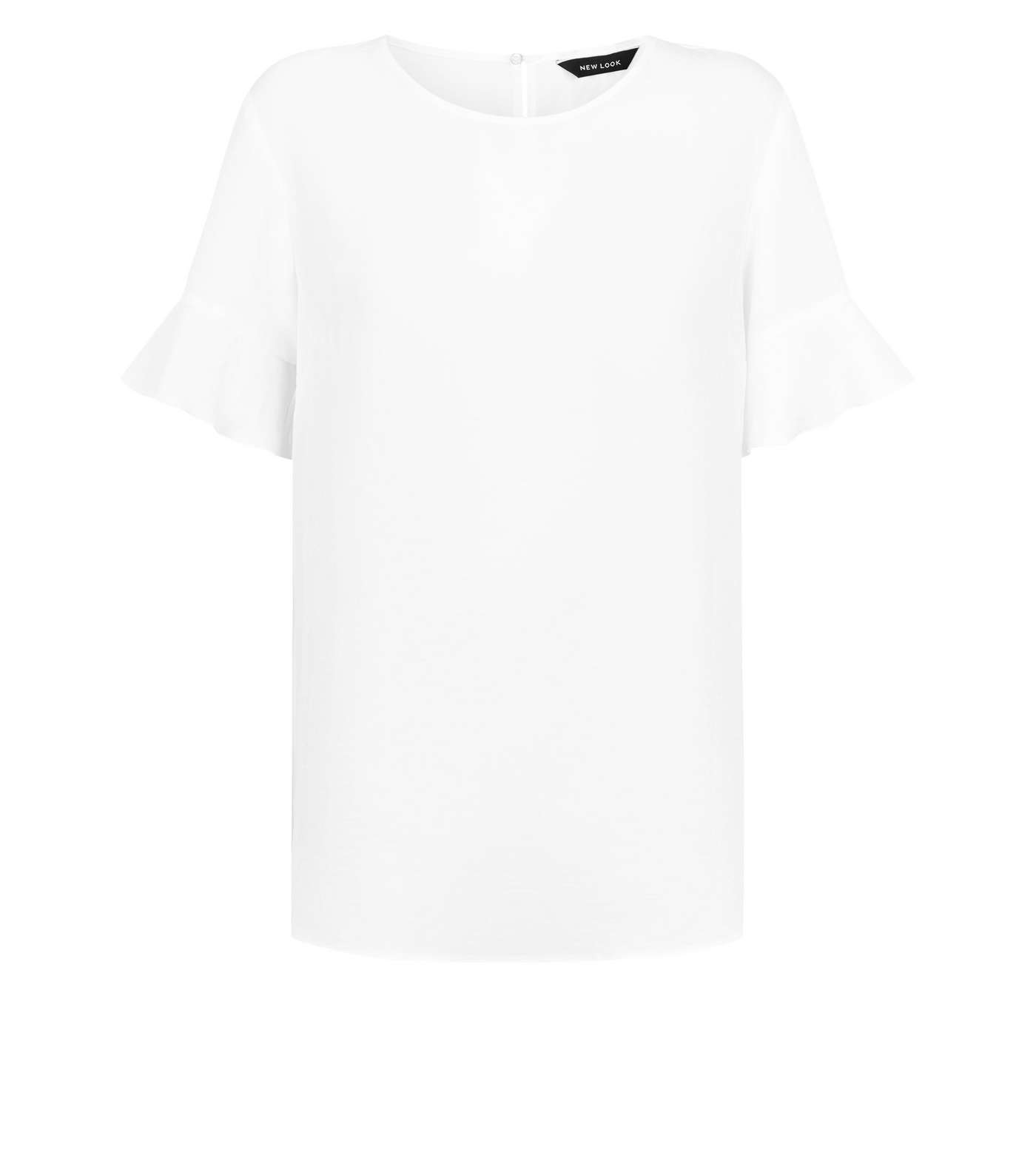 Off White Frill Sleeve T-Shirt Image 4
