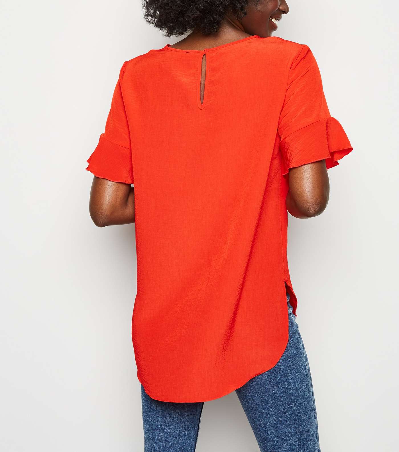 Red Frill Sleeve T-Shirt Image 3