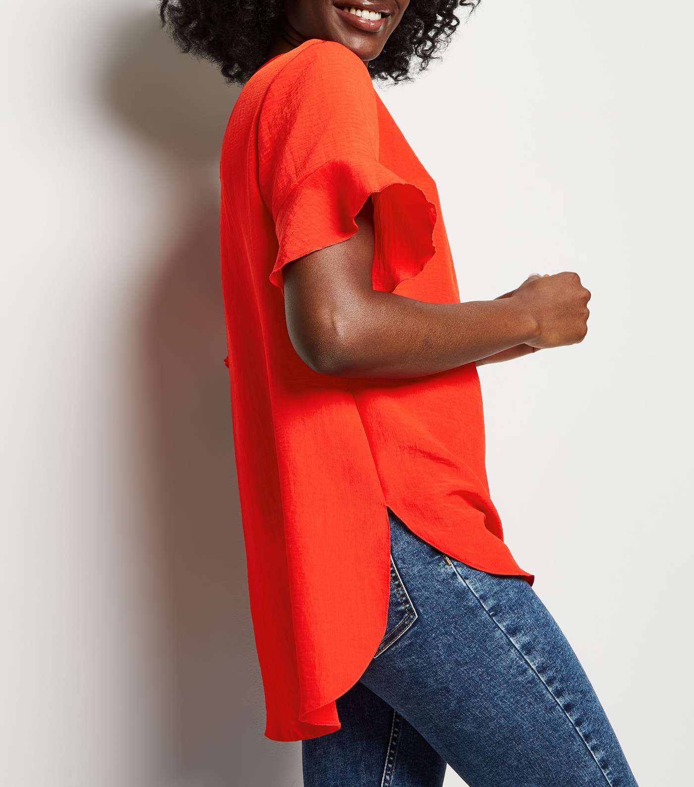Red Frill Sleeve T-Shirt Image 5