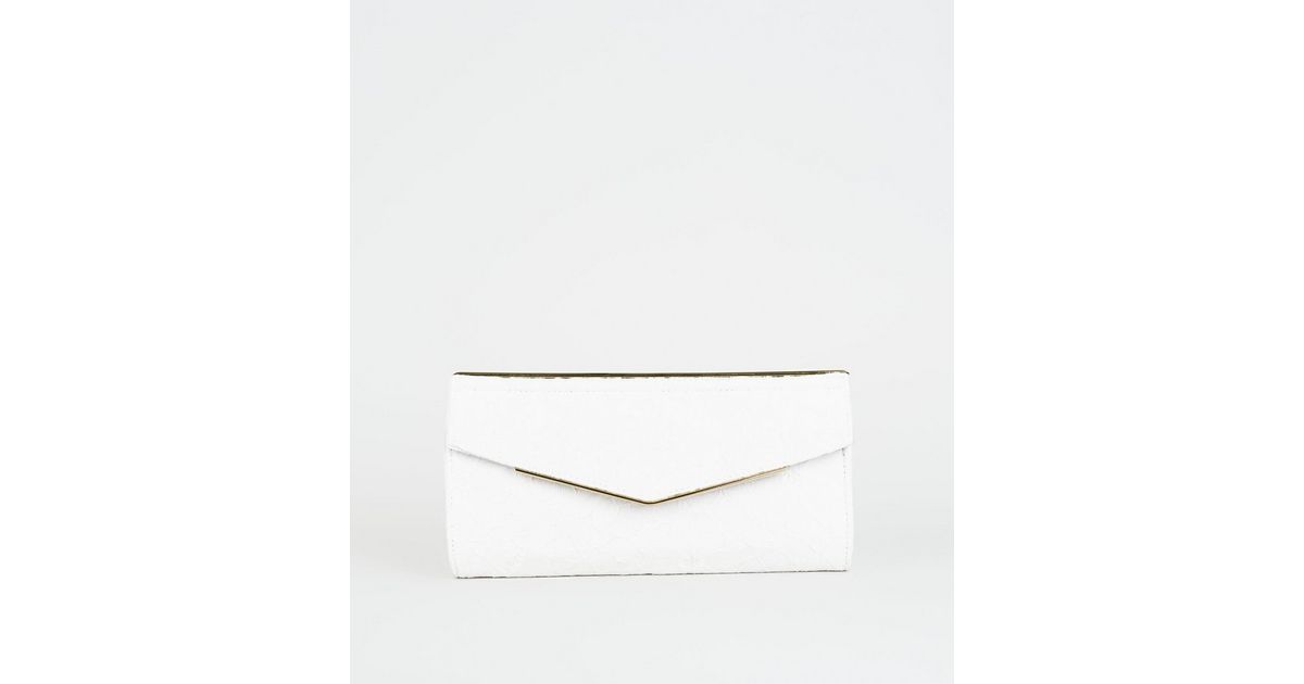 White Lace Envelope Clutch Bag | New Look