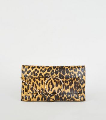 black leopard print clutch bag