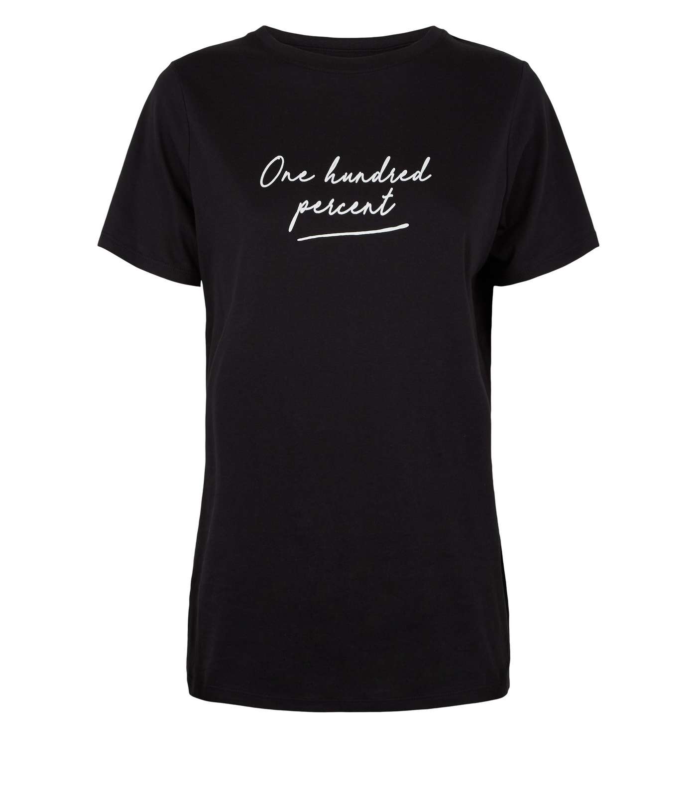 Black One Hundred Percent Slogan T-Shirt  Image 4