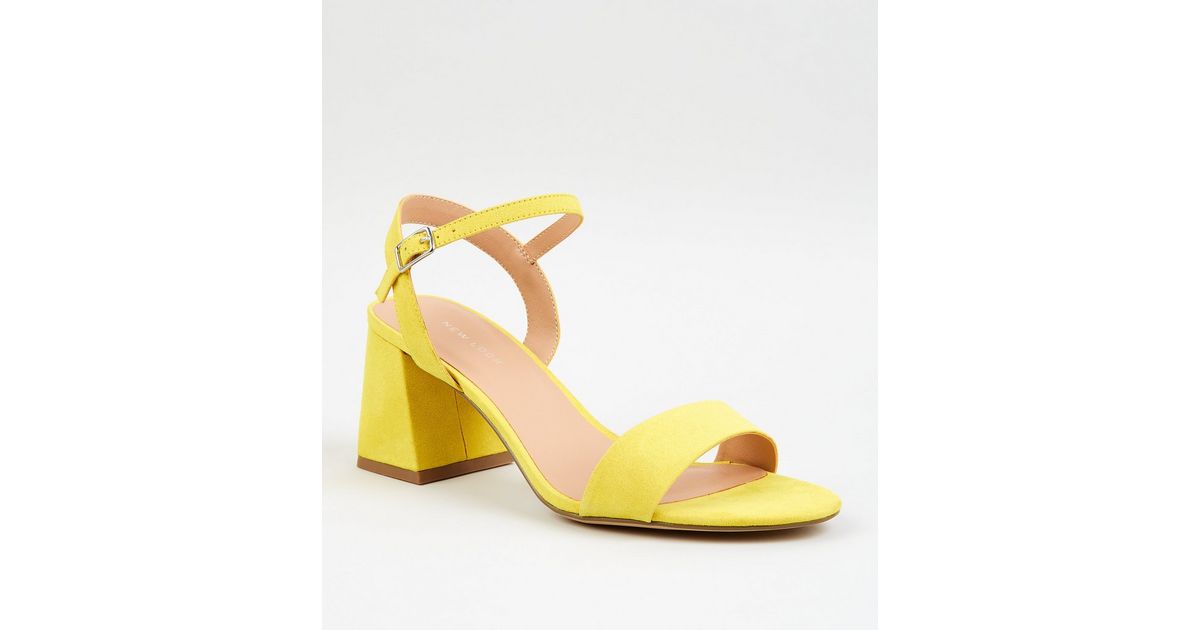 yellow block heels wide fit