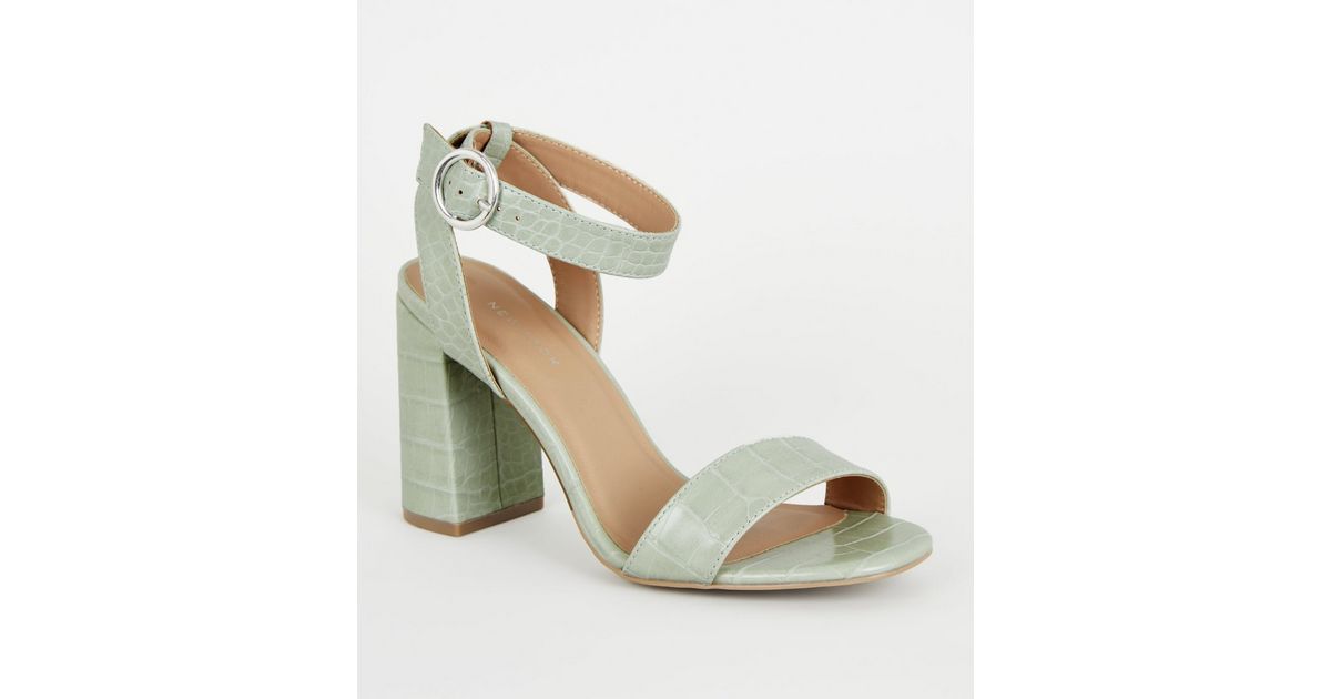 green block lace up heels