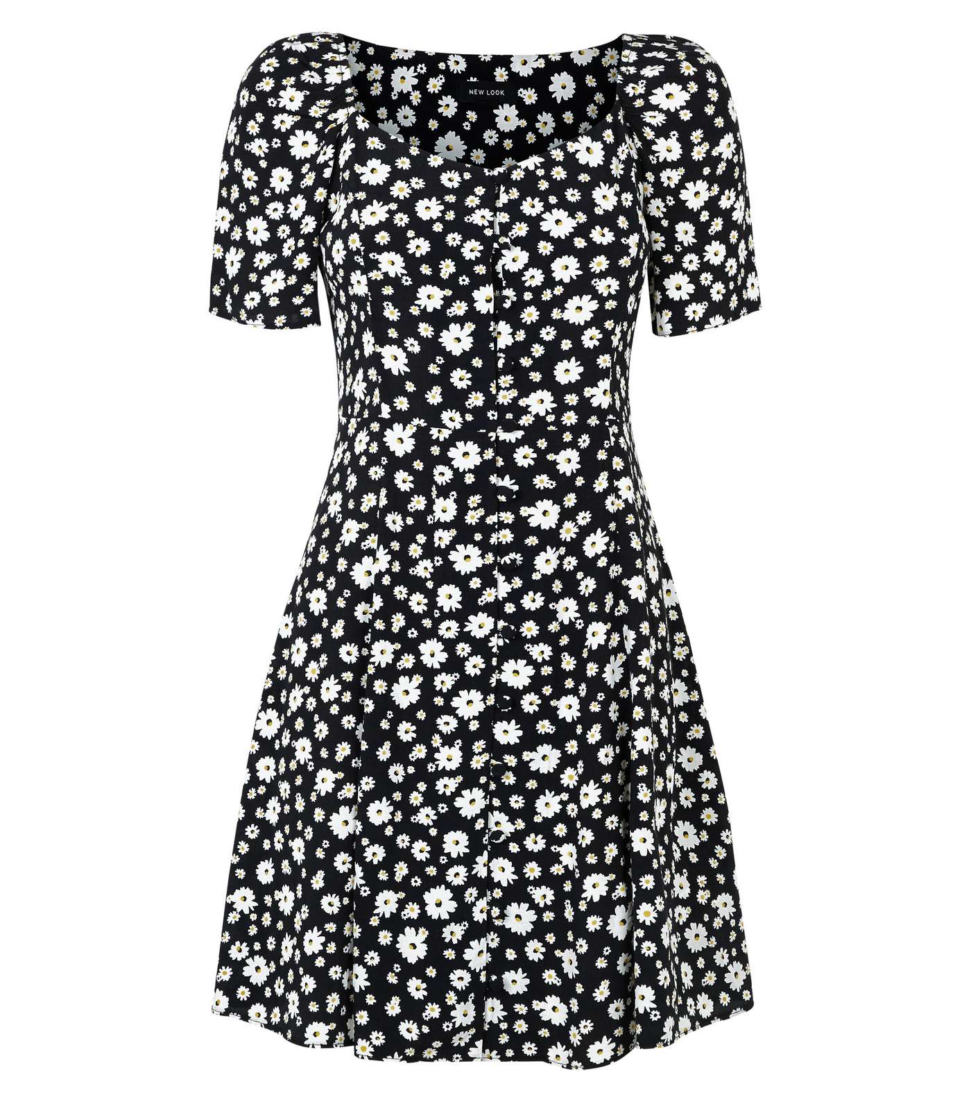 Black Floral Button Up Mini Dress Image 4