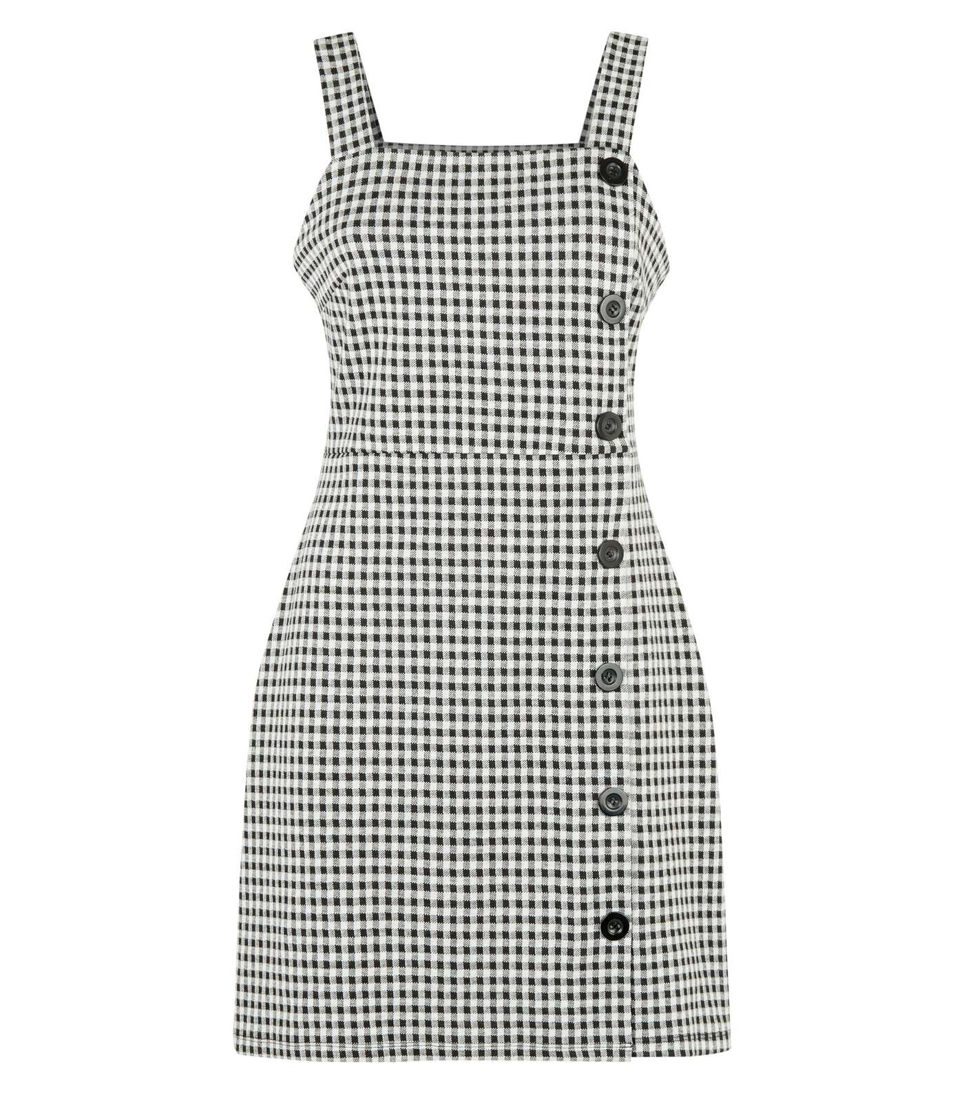 Black Gingham Button Side Pinafore Dress  Image 4