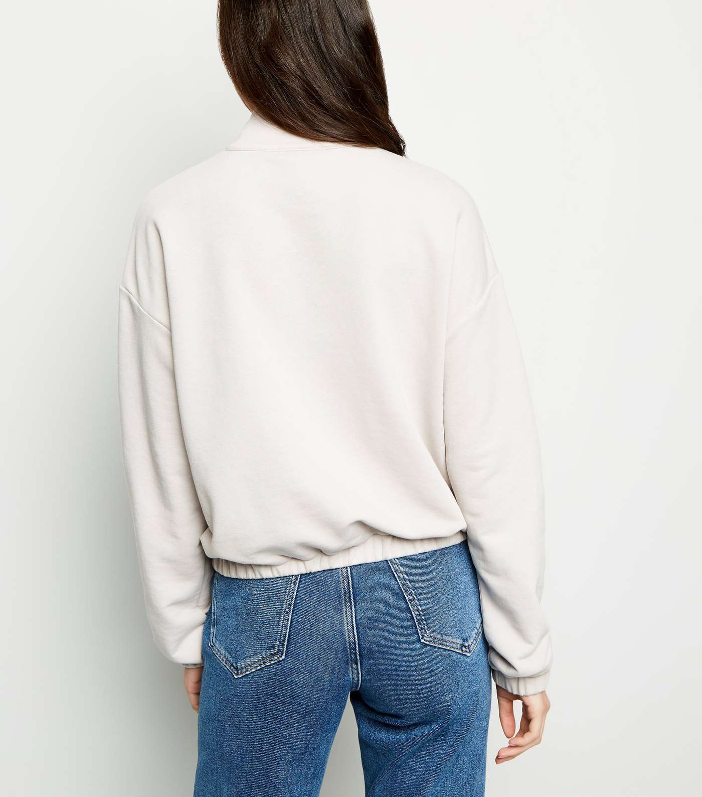 Pale Grey Half Zip Pocket Front Sweatshirt  Image 5