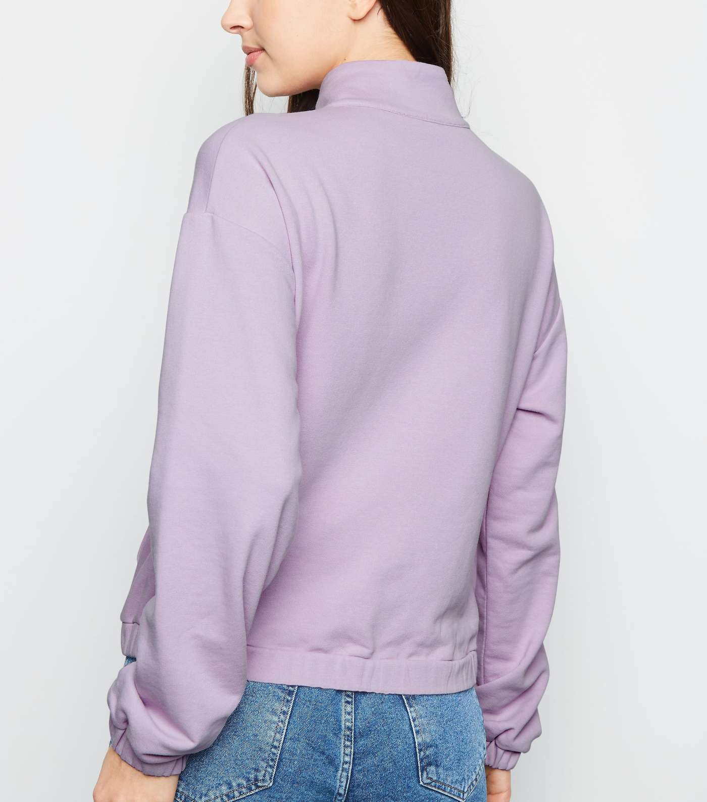 Lilac Half Zip Pocket Front Sweatshirt  Image 3