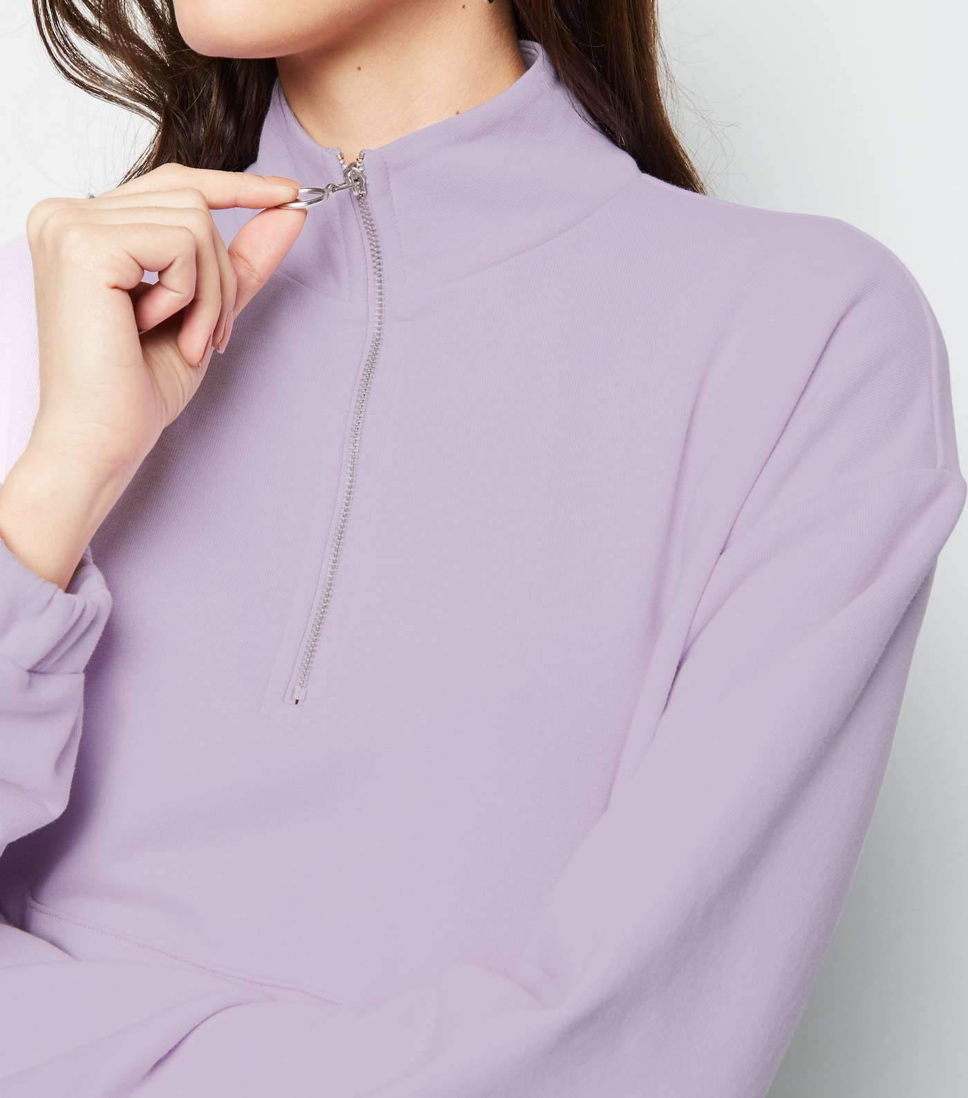 Lilac Half Zip Pocket Front Sweatshirt  Image 5