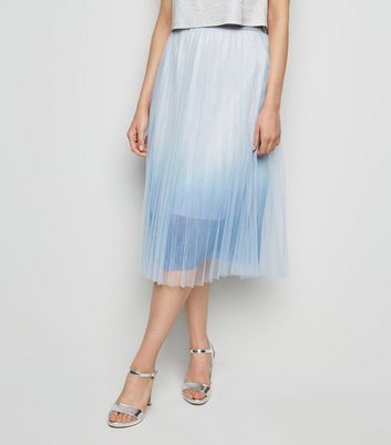 new look blue pleated skirt