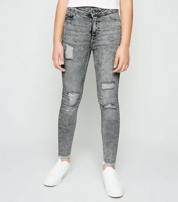 grey washed ripped jeans