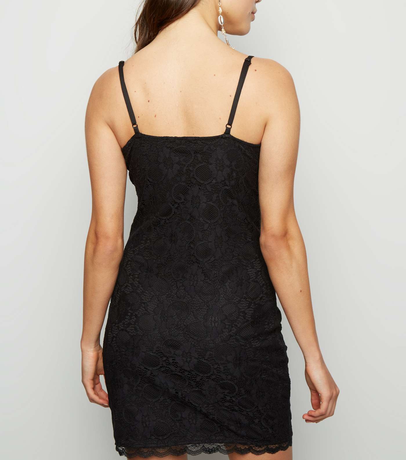 Black Lace Strappy Bodycon Dress  Image 3