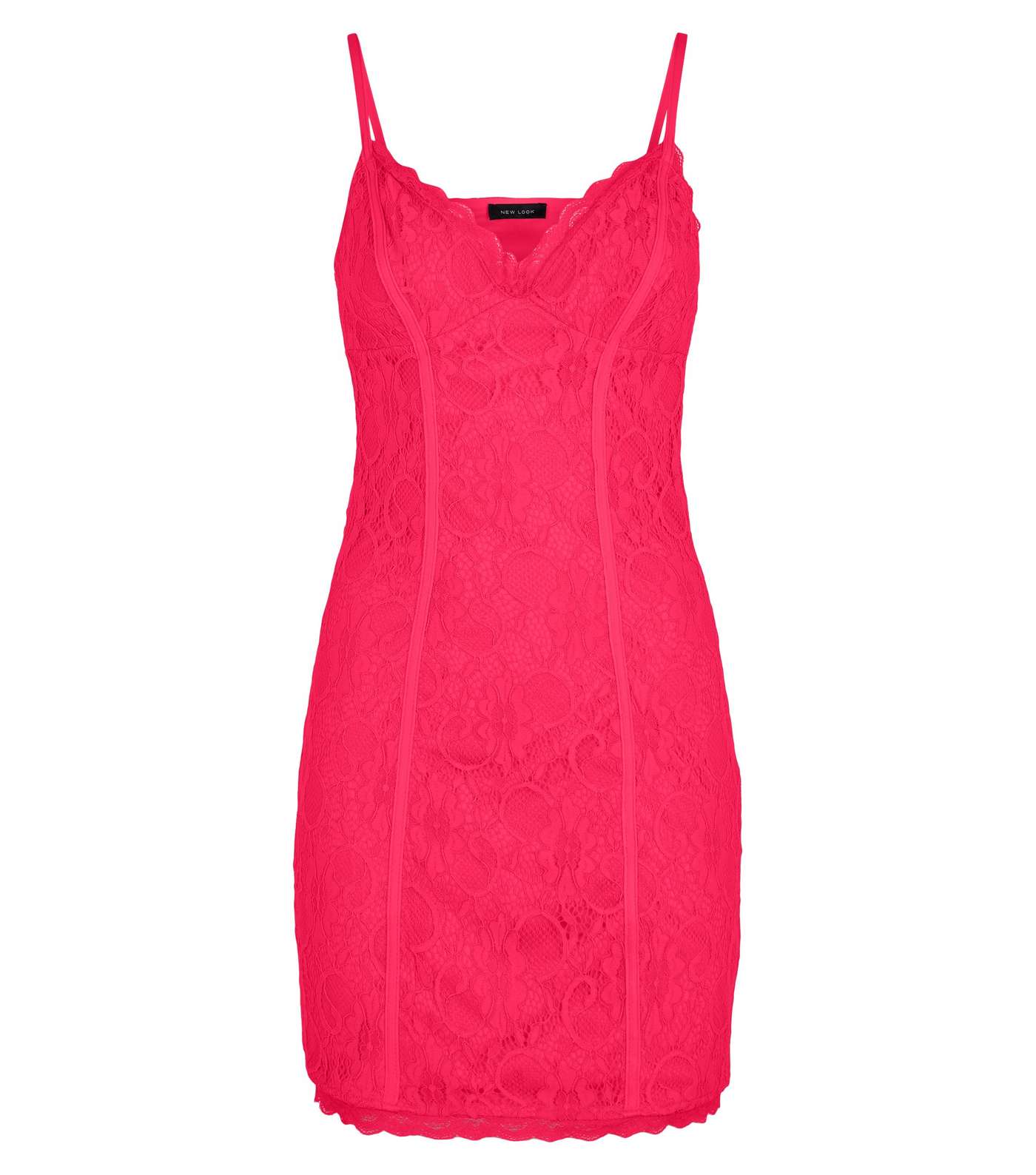 Pink Neon Lace Strappy Bodycon Dress  Image 4