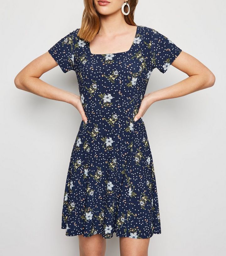 Blue Vanilla Navy Floral Square Neck Swing Dress Add To Saved Items Remove From Saved Items