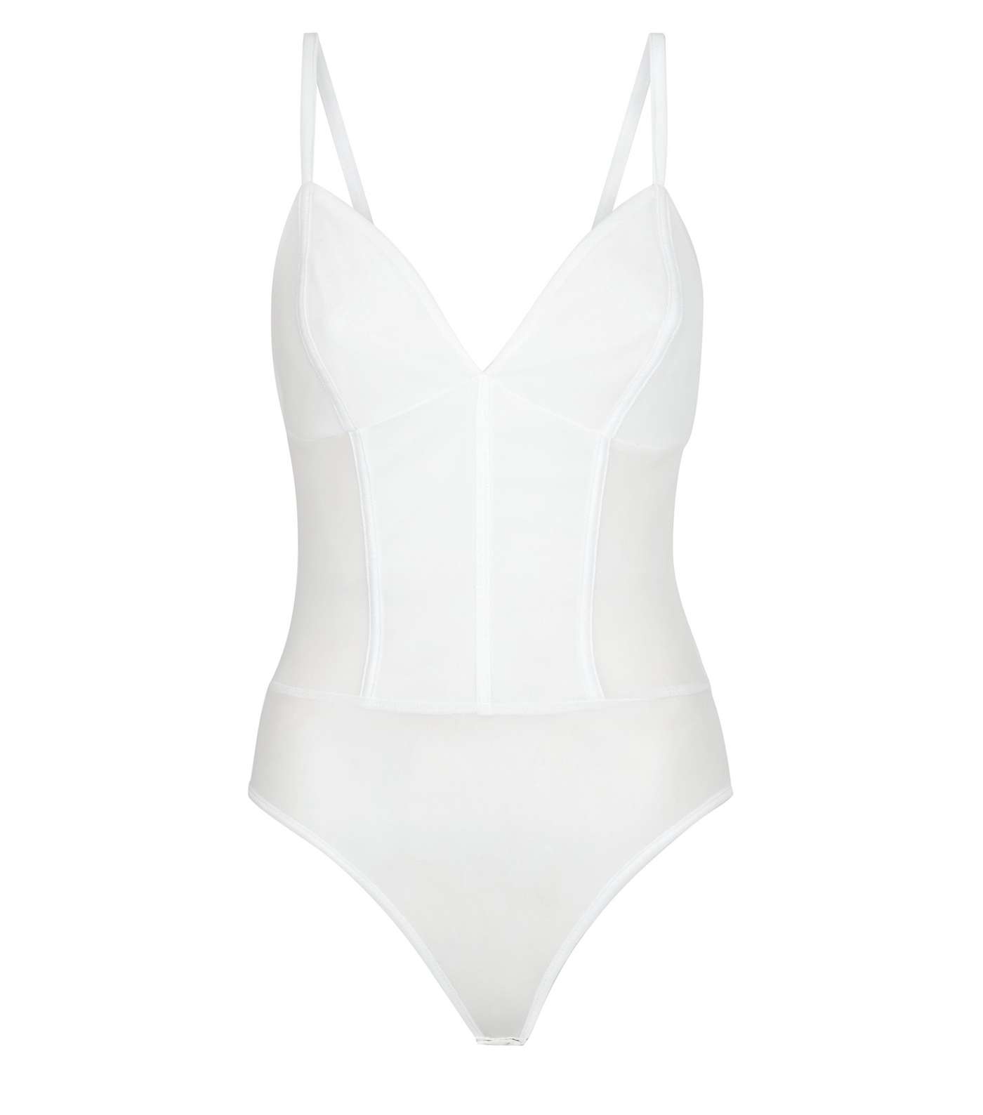 White Mesh Side Panel Bodysuit Image 3