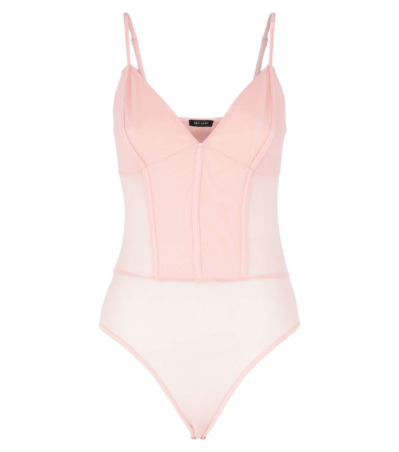 Pale Pink Mesh Strappy Bodysuit Image 4