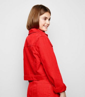 New look hotsell red denim jacket