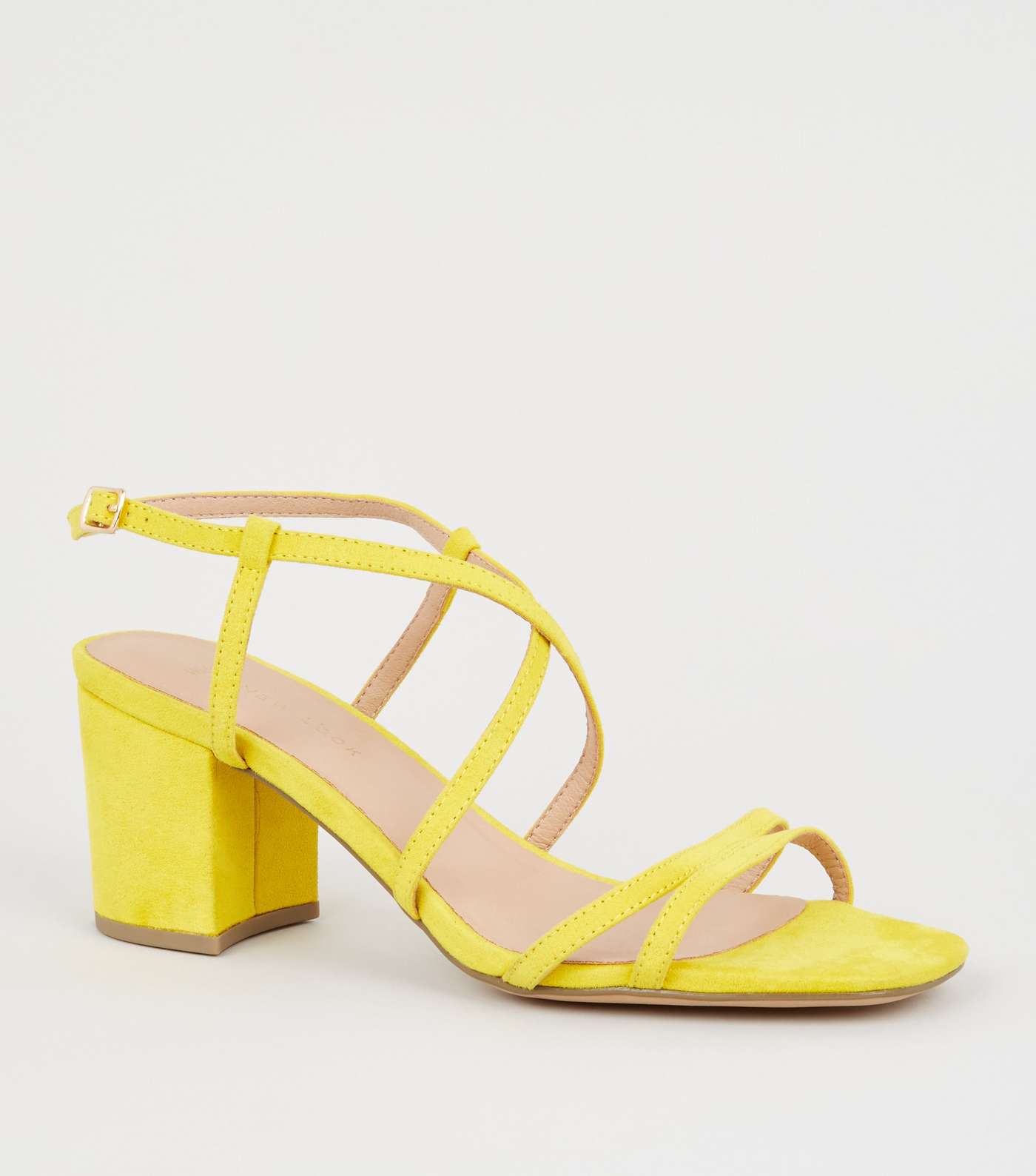 Wide Fit Yellow Suedette Strappy Heel Sandals