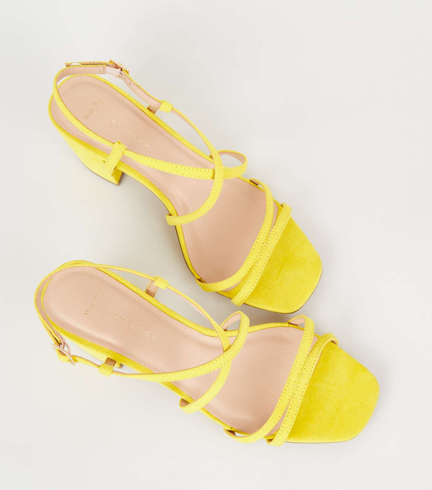 Wide Fit Yellow Suedette Strappy Heel Sandals Image 3