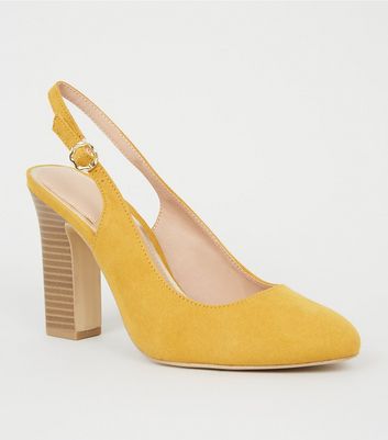 wide fit mustard heels