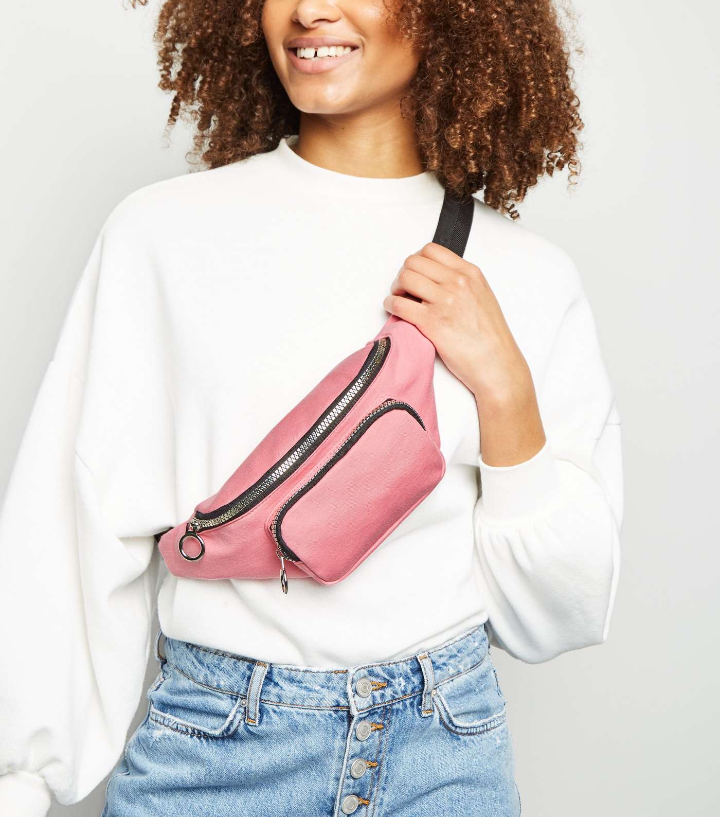 Bright Pink Washed Utility Bum Bag