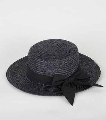 black woven hat