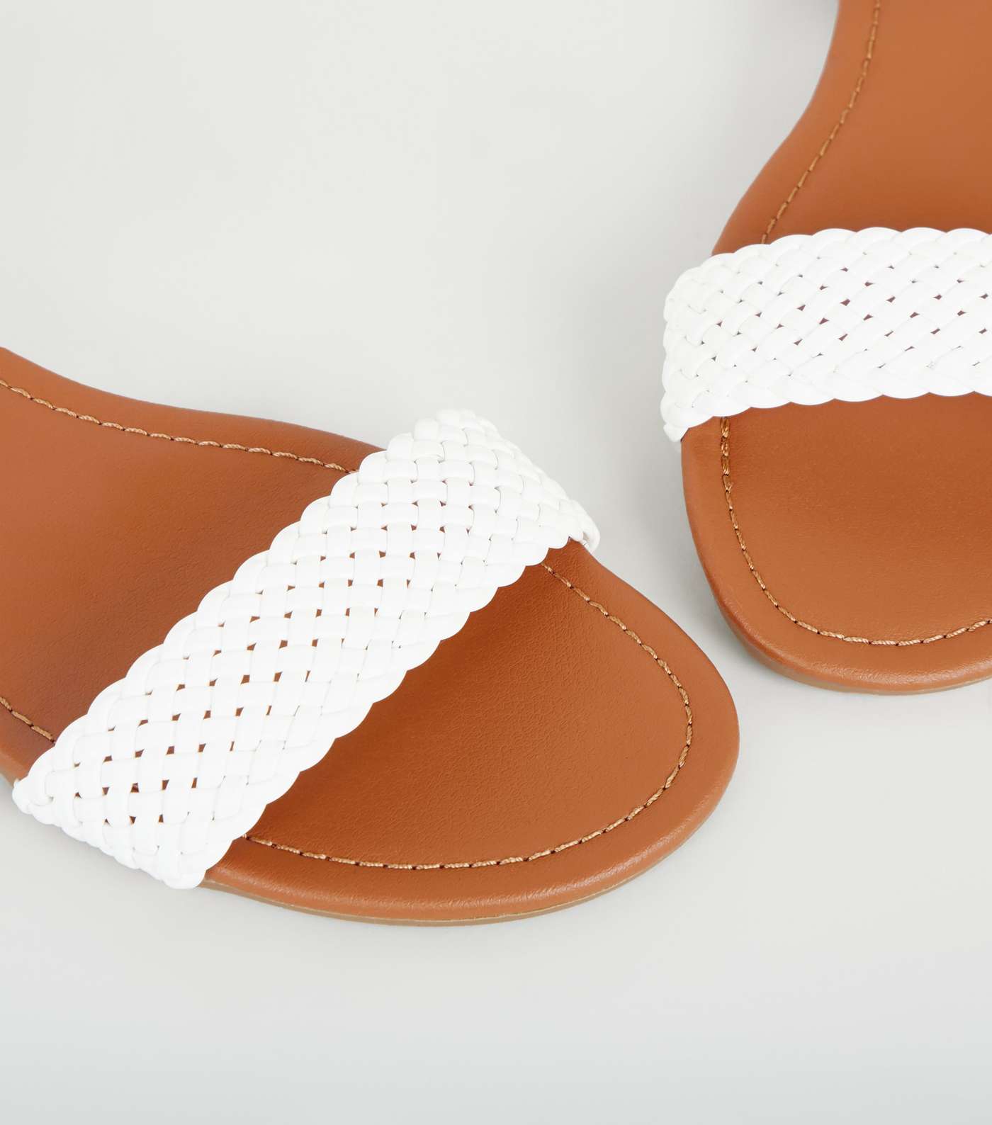 Wide Fit White Woven Strap Flat Sandals Image 3