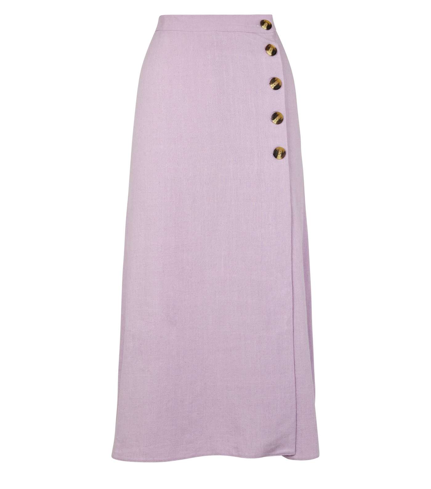 Lilac Linen Look Button Up Midi Skirt Image 4