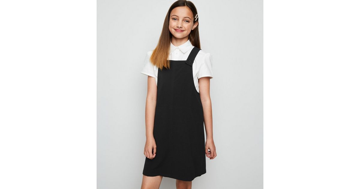 Girls Black Pinafore Dress New Look