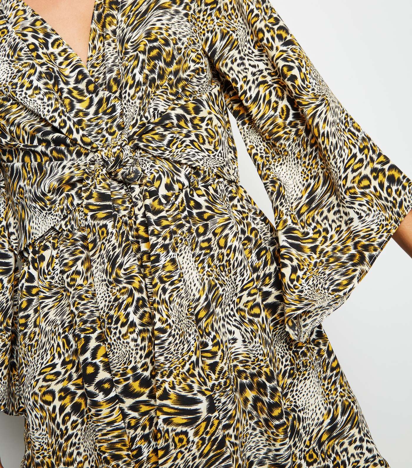 AX Paris Yellow Leopard Print Wrap Dress Image 3