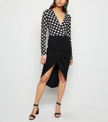 Ax paris black clearance polka dot asymmetric dress