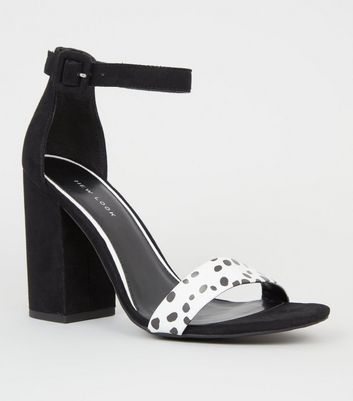white strap block heel sandals