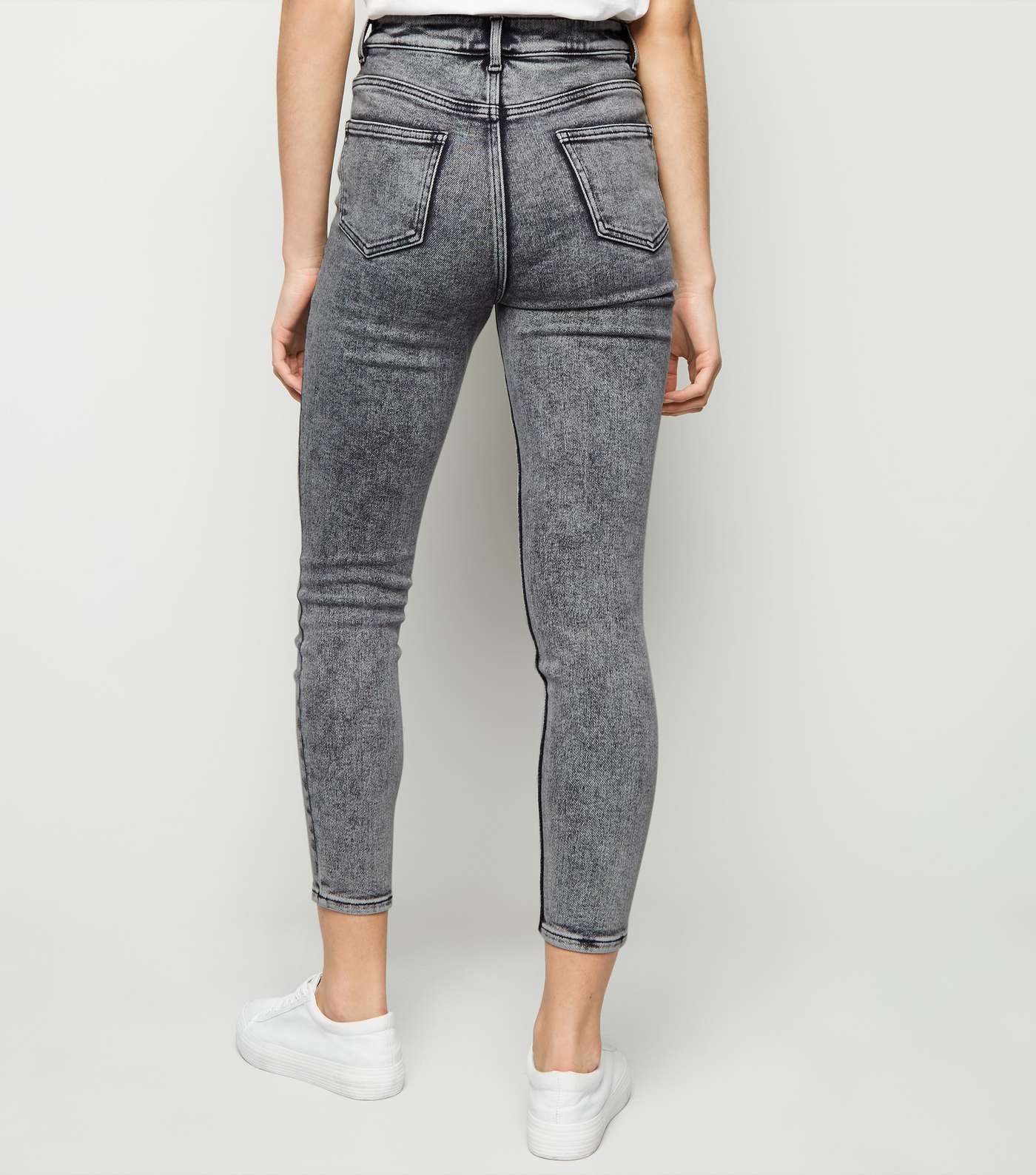 Grey Acid Wash High Waist Super Skinny Hallie Jeans Image 3