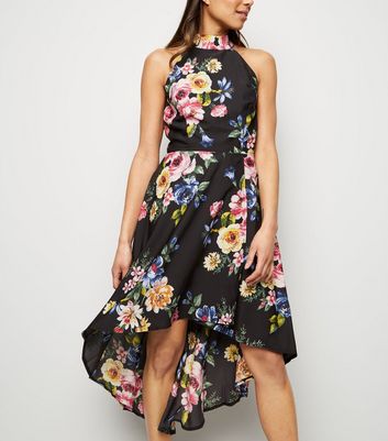 floral dip hem dress