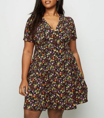 new look orange floral dress