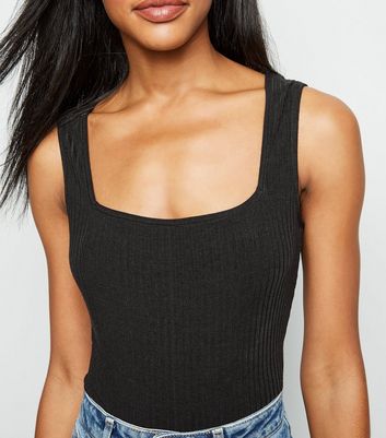 black square neck bodysuit